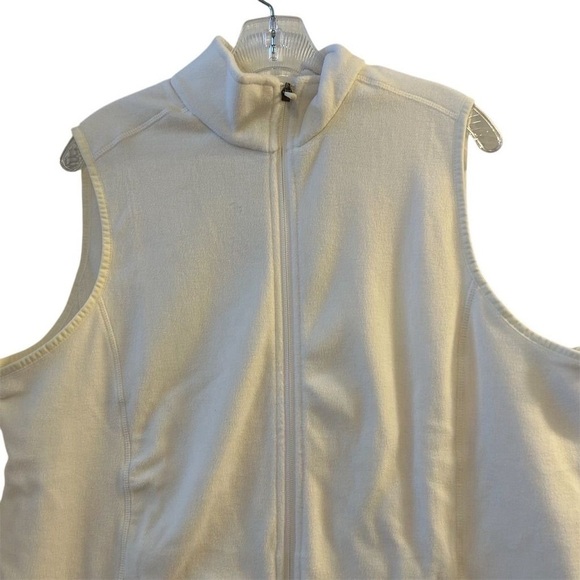 Lands' End Women's Ivory Fleece Zip-Up Vest Size Large Casual - Picture 2 of 9